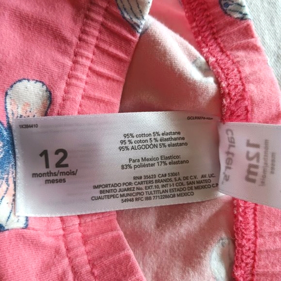 Carter's Baby Girl Shorts Size 12 Months Coral Butterfly Graphics - Picture 5 of 10